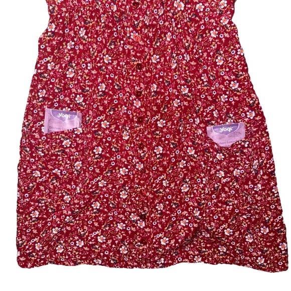 Justify Red Floral Sleeveless A-Line Dress Smocked Waist M - Picture 4 of 9